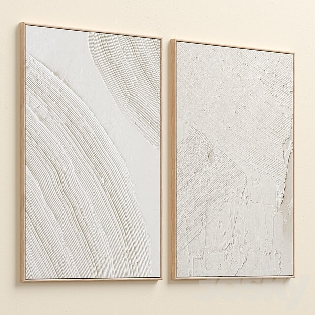 Boho Beige Relief Plaster Wall Art C 625 3D Models