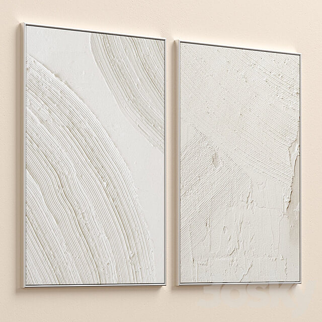 Boho Beige Relief Plaster Wall Art C 625 3D Models