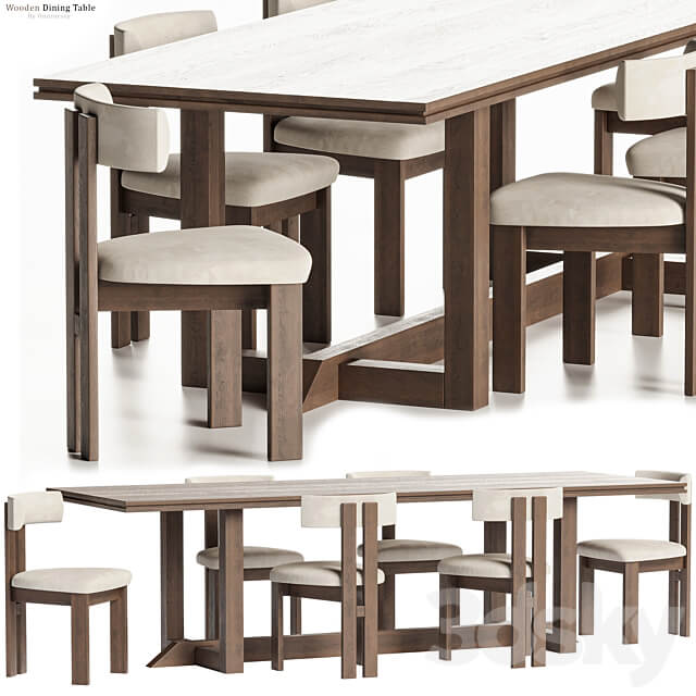 Es Taller Wooden Dining Table with Chairs Table Chair 3D Models