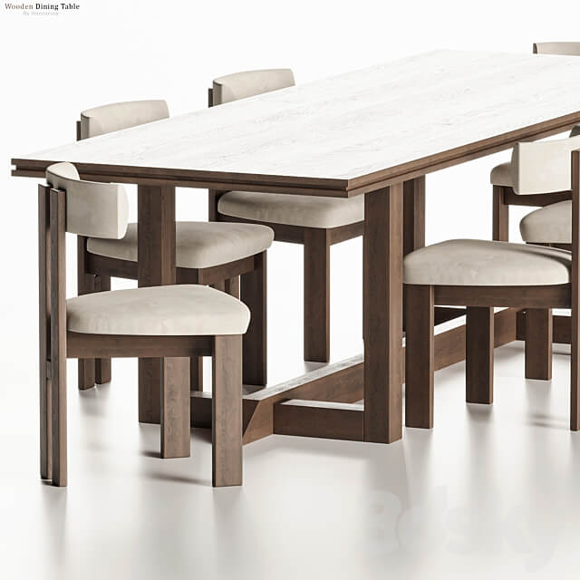 Es Taller Wooden Dining Table with Chairs Table Chair 3D Models