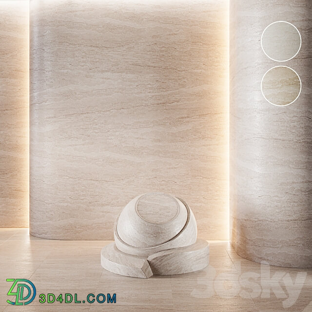 Travertine stone set seamless 02 3D Models