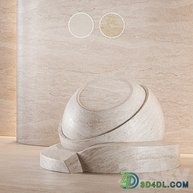 Travertine stone set seamless 02 3D Models