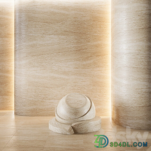 Travertine stone set seamless 02 3D Models