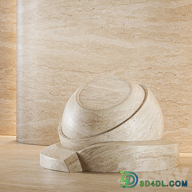 Travertine stone set seamless 02 3D Models