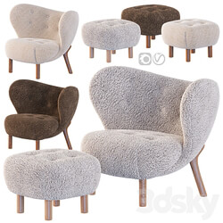 Little Petra Armchair and Pouf 3D Models 