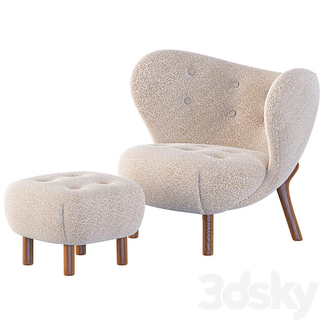 Little Petra Armchair and Pouf 3D Models