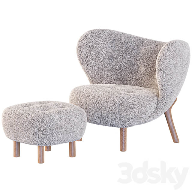 Little Petra Armchair and Pouf 3D Models