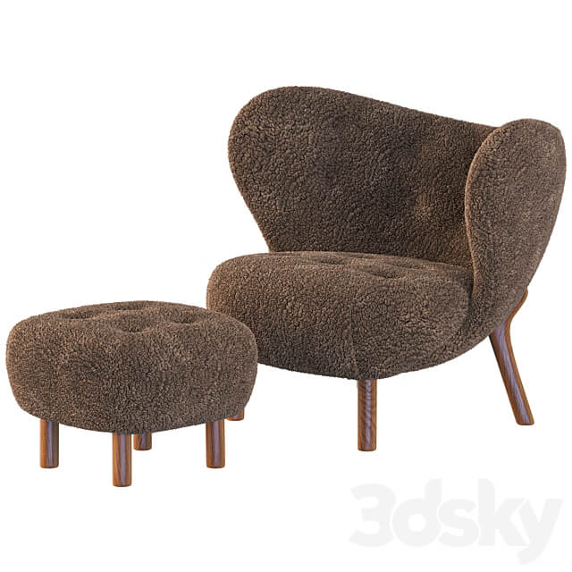 Little Petra Armchair and Pouf 3D Models
