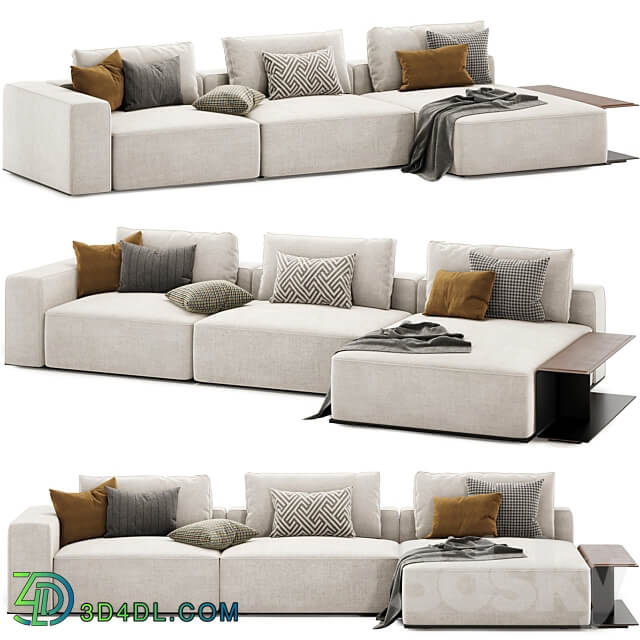 westside modular sofa with side table by poliform 3D Models