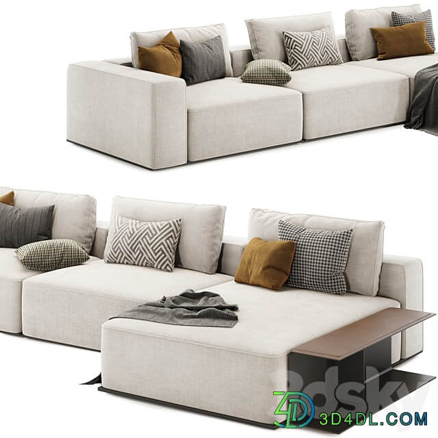 westside modular sofa with side table by poliform 3D Models