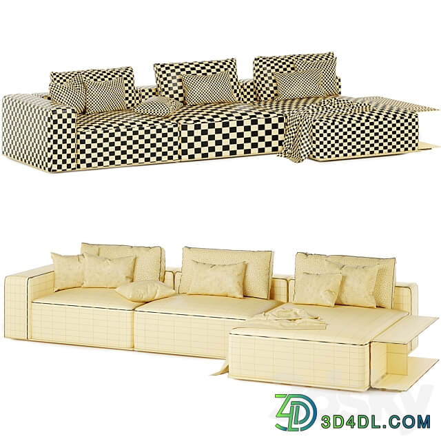 westside modular sofa with side table by poliform 3D Models