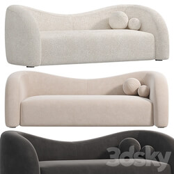 Boucle Upholstered Curved 2 Seater Sofa for Living Room 3D Models 