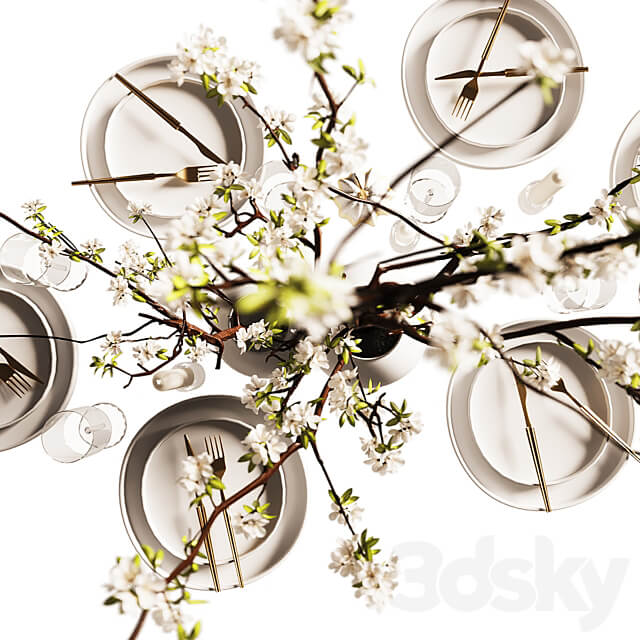 table setting modern style 3D Models