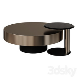 Coffee Table Modern Gold Black 2 Piece Round Nesting Coffee Table Set with Tempered Glass Top coffee table 3D Models 