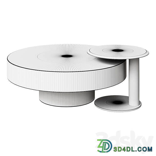 Coffee Table Modern Gold Black 2 Piece Round Nesting Coffee Table Set with Tempered Glass Top coffee table 3D Models