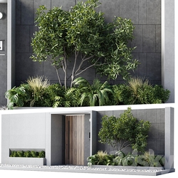 Door outdoor entrance and fence and graden 05 3D Models 
