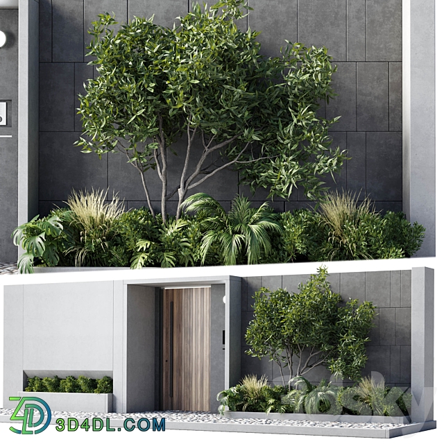 Door outdoor entrance and fence and graden 05 3D Models