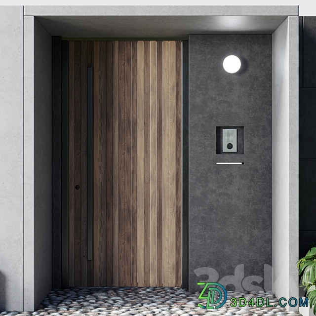 Door outdoor entrance and fence and graden 05 3D Models