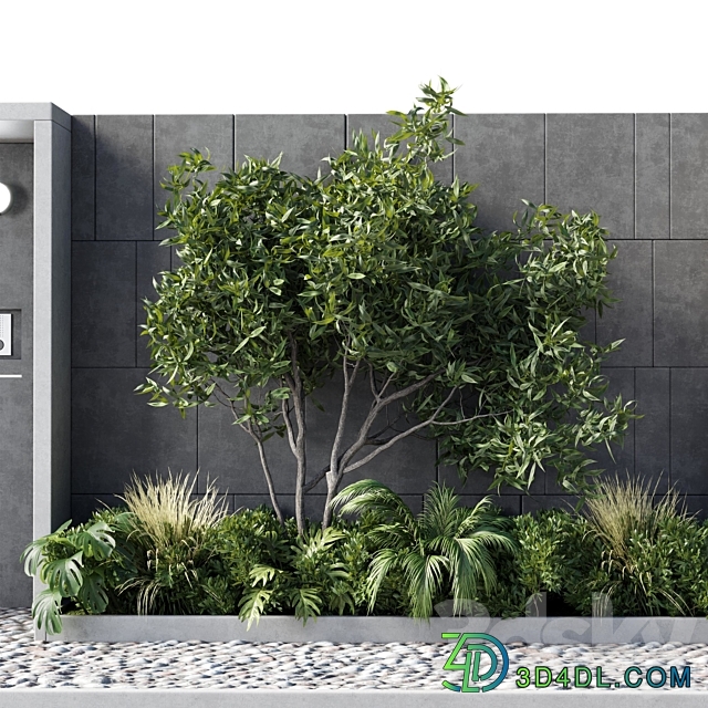 Door outdoor entrance and fence and graden 05 3D Models