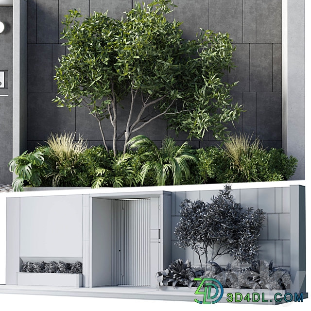 Door outdoor entrance and fence and graden 05 3D Models