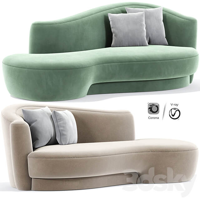 Mid Century Modern Sculptural Curved Sofa By Weiman 3D Models