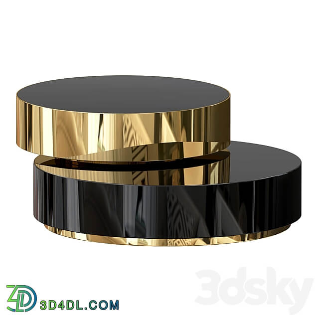 Glass round coffee table with marble surface for living room 3D Models