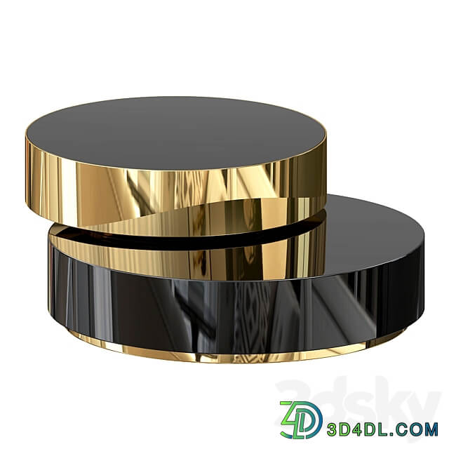 Glass round coffee table with marble surface for living room 3D Models