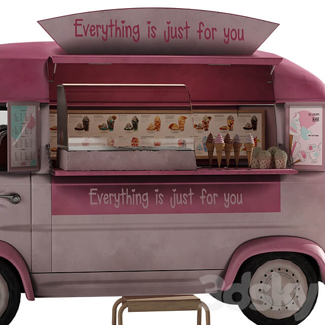 Foodtruck ice cream set 2 3D Models