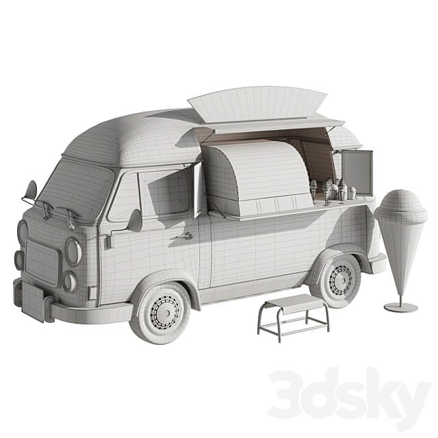 Foodtruck ice cream set 2 3D Models