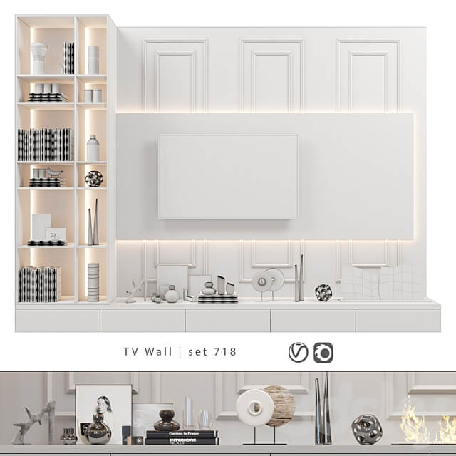 TV Wall set 718 3D Models