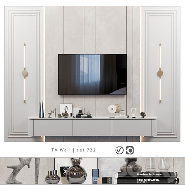 TV Wall set 722 3D Models