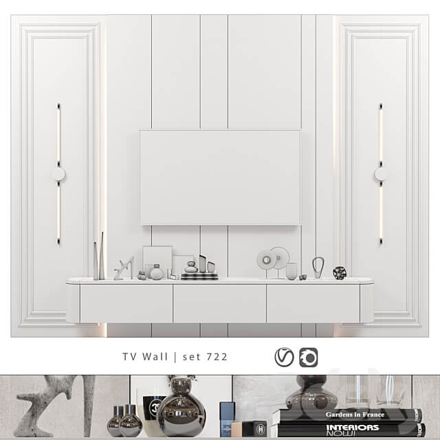 TV Wall set 722 3D Models