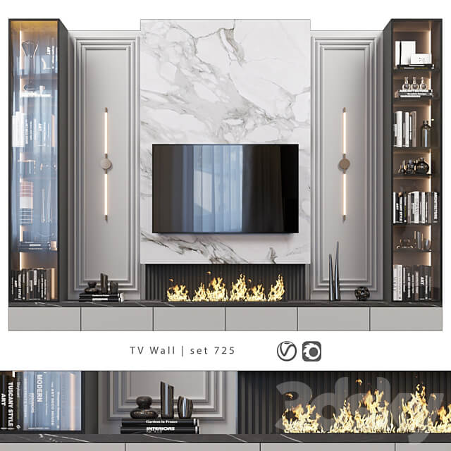 TV Wall set 725 3D Models
