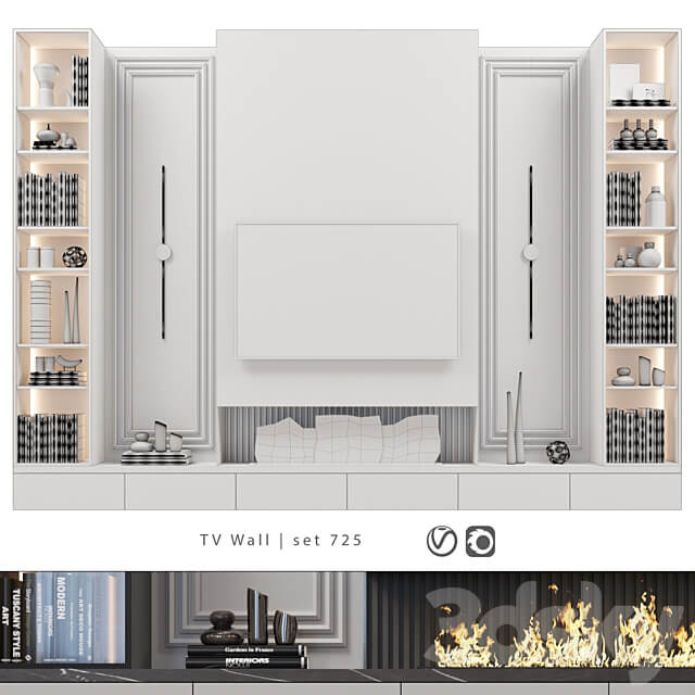 TV Wall set 725 3D Models