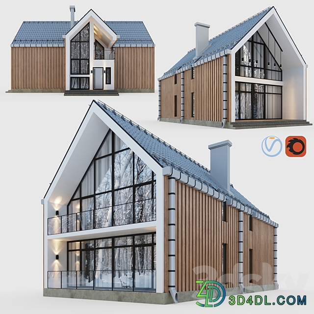 Barnhouse with terraces and balconies 3D Models