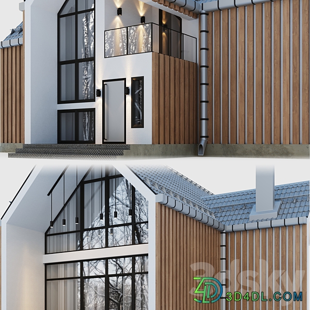 Barnhouse with terraces and balconies 3D Models