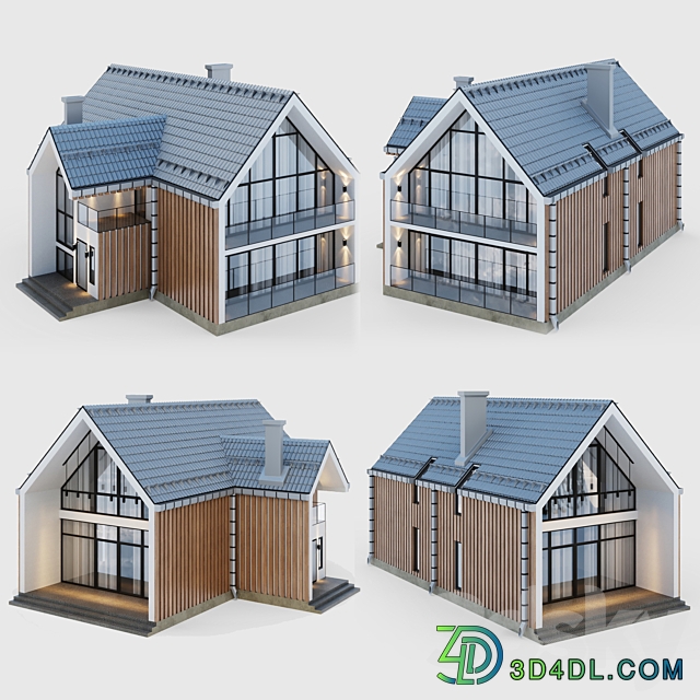 Barnhouse with terraces and balconies 3D Models