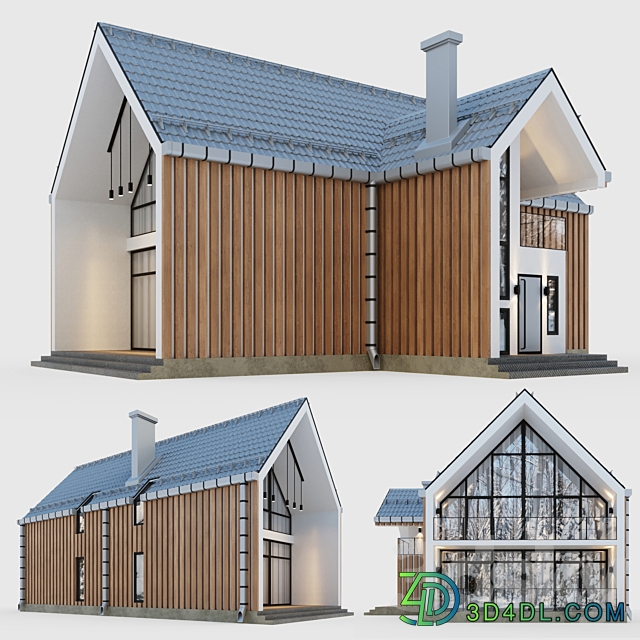 Barnhouse with terraces and balconies 3D Models