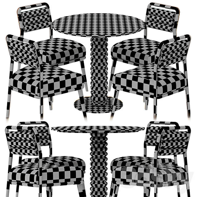 Dining table and chair by MEZZO Table Chair 3D Models