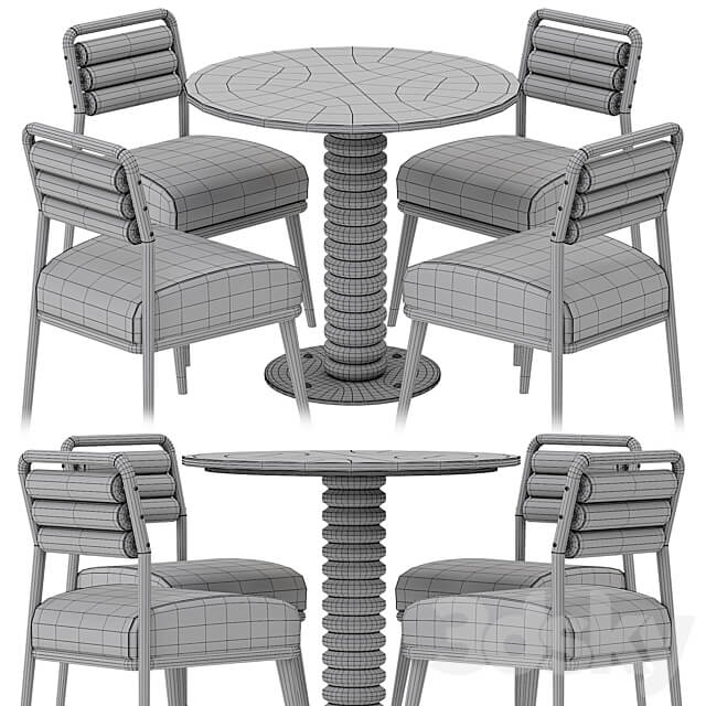Dining table and chair by MEZZO Table Chair 3D Models