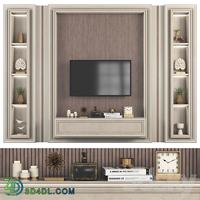 Modern TV Wall set147 3D Models