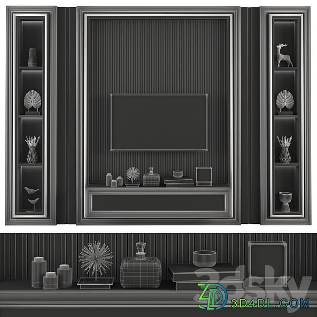 Modern TV Wall set147 3D Models
