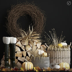 Decorative autumn set 3D Models 