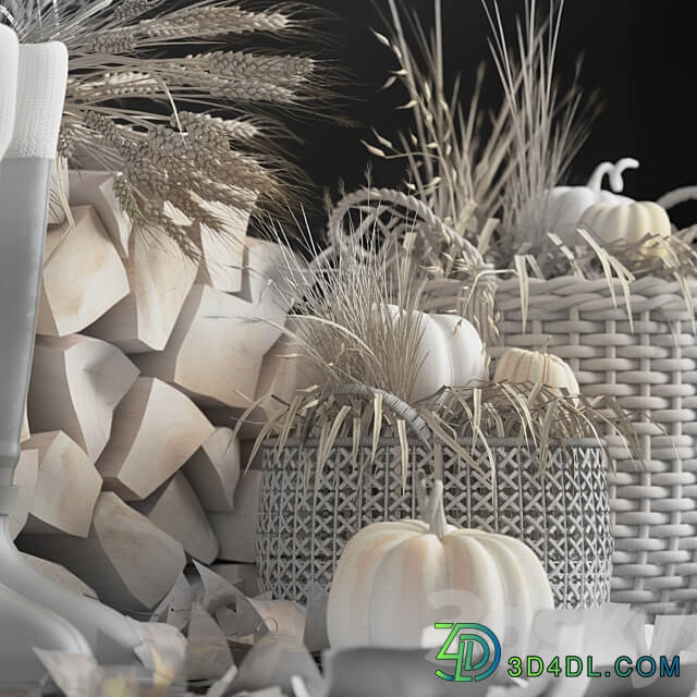 Decorative autumn set 3D Models