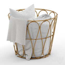 Basket with blanket Decorative set 3D Models 