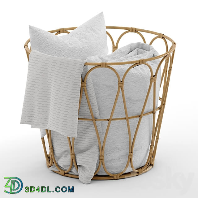 Basket with blanket Decorative set 3D Models