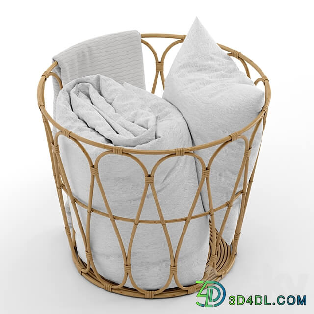 Basket with blanket Decorative set 3D Models