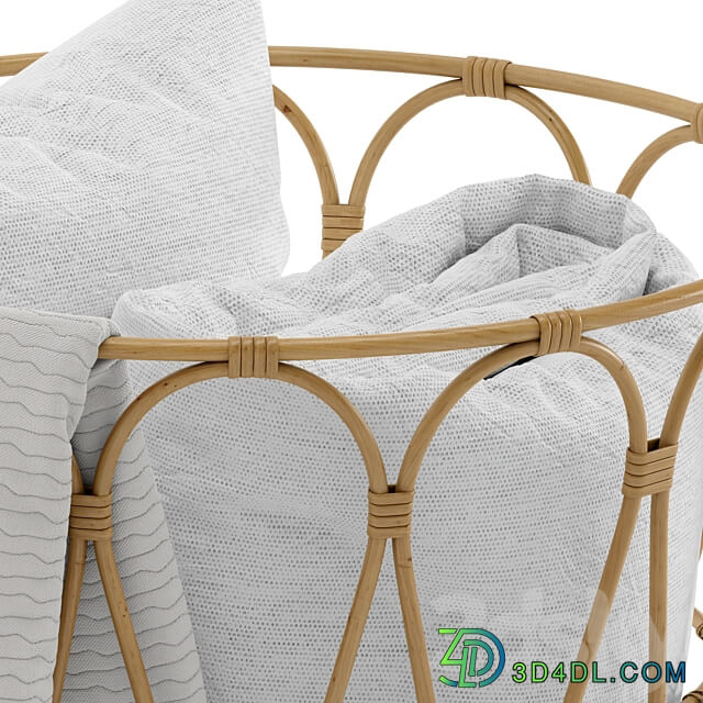 Basket with blanket Decorative set 3D Models