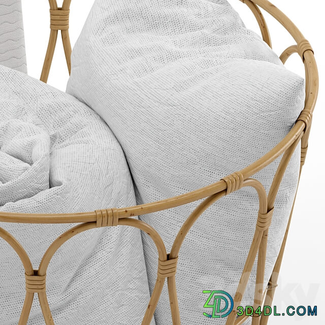 Basket with blanket Decorative set 3D Models