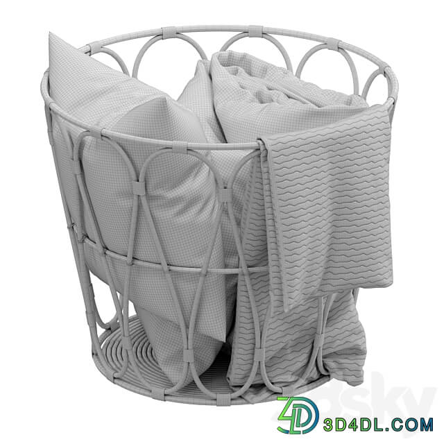 Basket with blanket Decorative set 3D Models